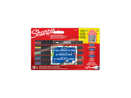 Sharpie Brush Marqueur créatif, pointe pinceau, blister de 5