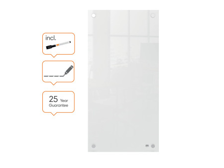 nobo Tableau blanc en verre/bloc-notes, (L)300 x (H)600 mm
