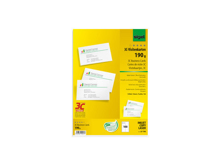 sigel Cartes de visite, 85 x 55 mm, 190g/m2, extra blanc