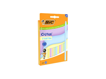 BIC Stylo à bille Cristal Pastel, assorti, blister de 10