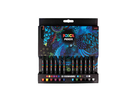 POSCA Crayons de couleur PENCIL KPE200, étui carton de 12