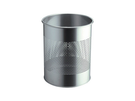 DURABLE Corbeille METAL, ronde, 15 litres, argent métallisé