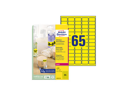 AVERY Zweckform Stick&Lift Etiquette, 63,5 x 29,6 mm, jaune