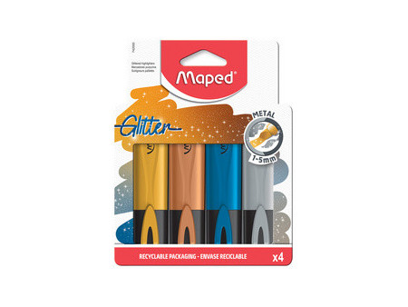 Maped Surligneur GLITTER METAL, étui de 4