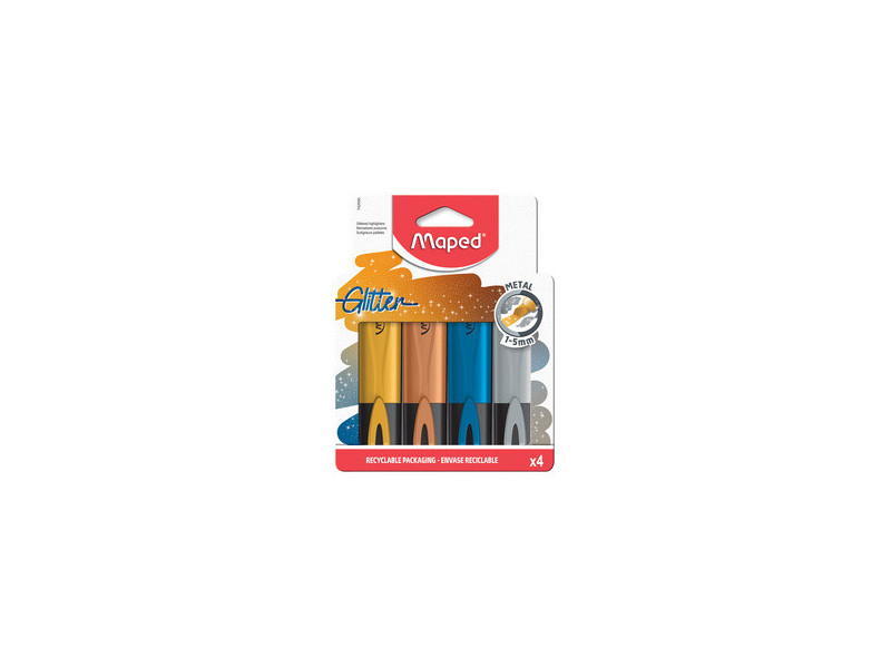 Maped Surligneur GLITTER METAL, étui de 4
