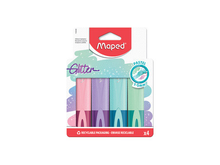 Maped Surligneur Glitter PASTEL, étui carton de 4