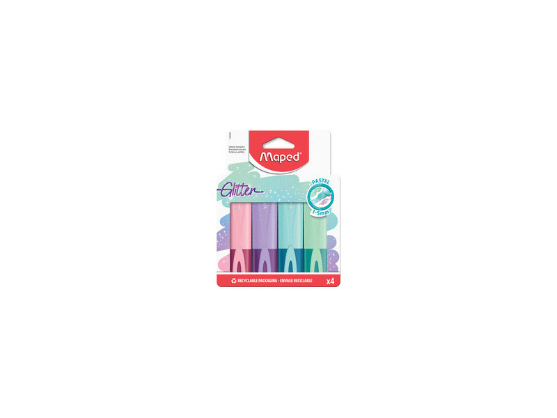Maped Surligneur Glitter PASTEL, étui carton de 4