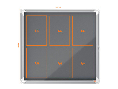 nobo Vitrine d'affichage Premium Plus, feutre, 6x A4, gris