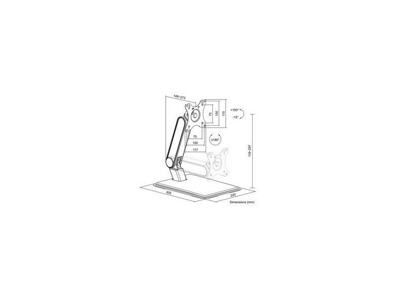 LogiLink Bras support pour écran tactile avec socle, noir
