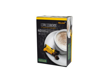 HELLMA Grains de café enrobés de chocolat noir, boîte de