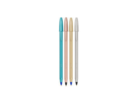 BIC Stylo à bille Cristal Glacé, boîte en carton de 4