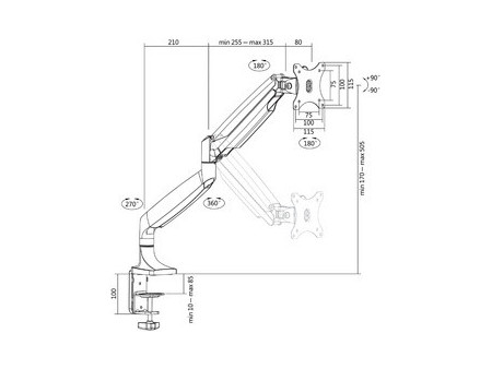 LogiLink Bras support pour écran, en aluminium