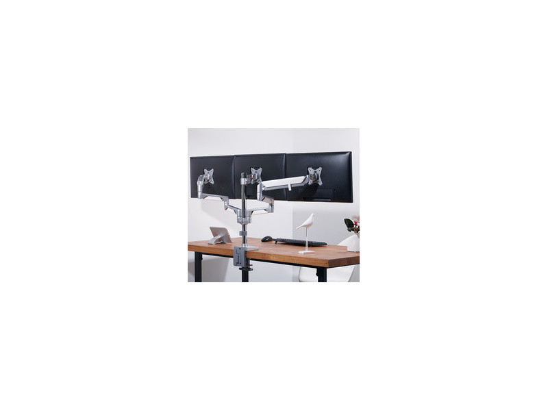 LogiLink Bras support pour trois écrans, aluminium, argent
