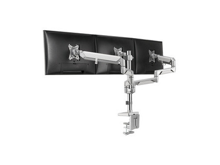 LogiLink Bras support pour trois écrans, aluminium, argent