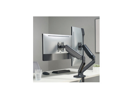 LogiLink Support double écran, alu, longueur bras: 450 mm