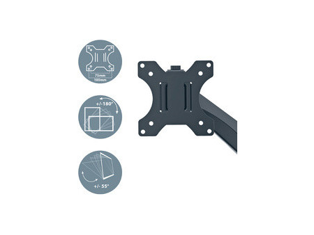 LEITZ Bras simple pour écran Ergo, gris velours