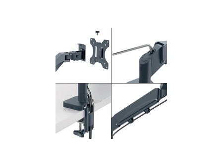 LEITZ Bras simple pour écran Ergo, gris velours
