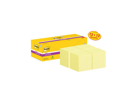 Post-it Bloc-note super sticky notes, 76 x 76 mm, 12+12