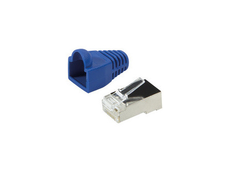 LogiLink Connecteur mâle RJ45, Cat.5e, bleu, avec manchon de