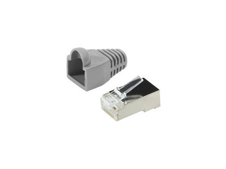 LogiLink Connecteur mâle RJ45, Cat.5e, bleu, avec manchon de