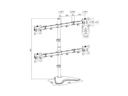LogiLink Bras support pour écran TFT/LCD avec socle, 4 bras