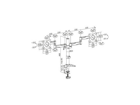 LogiLink Bras support pour écran, 2 écrans