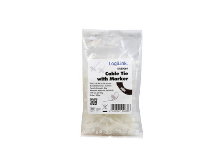 LogiLink Attache-câbles avec champ d'inscription, blanc