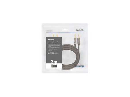 LogiLink Cordon haut-parleur, 2 x 2 fiches bananes, 3,0 m