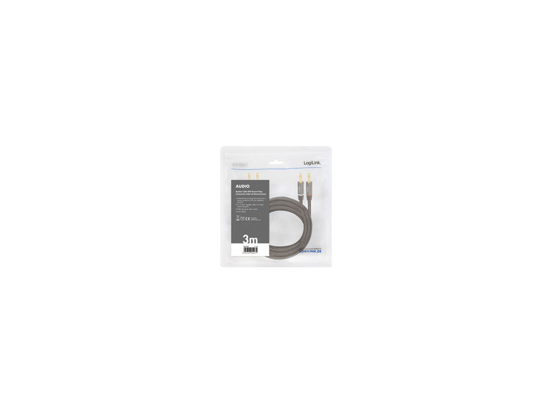 LogiLink Cordon haut-parleur, 2 x 2 fiches bananes, 3,0 m