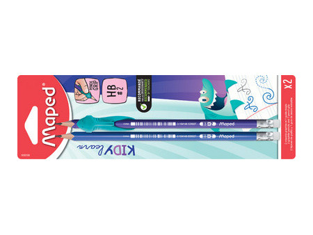 Maped Crayon de papier, avec gomme, HB, blister de 2