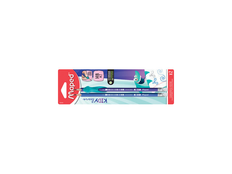 Maped Crayon de papier, avec gomme, HB, blister de 2