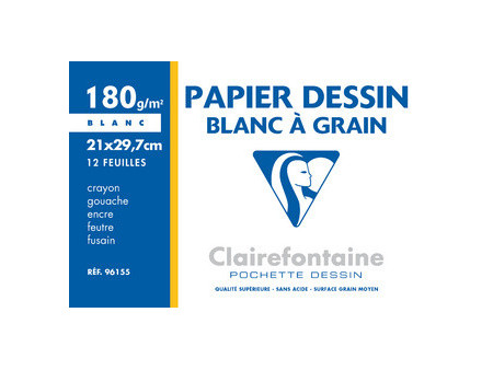 Clairefontaine Papier dessin 'Blanc à Grain', 210 x 297 mm
