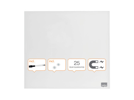 nobo Tableau magnétique en verre, (L)450 x (H)450 mm, blanc