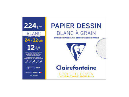 Clairefontaine Papier dessin 'Blanc à Grain', 240 x 320 mm