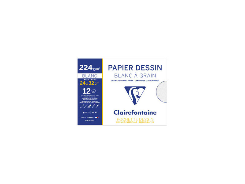 Clairefontaine Papier dessin 'Blanc à Grain', 240 x 320 mm