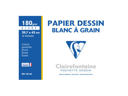 Clairefontaine Papier dessin 'Blanc à Grain', 297 x 420 mm