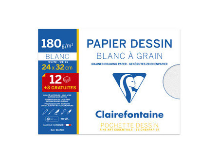 Clairefontaine Papier dessin 'Blanc à Grain', pack promo