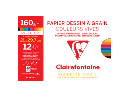 Clairefontaine Papier dessin 'à Grain', A4, couleurs vives