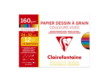 Clairefontaine Papier dessin 'à Grain' couleur, pack promo