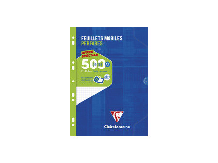 Clairefontaine Feuillets mobiles perforés, A4, séyès
