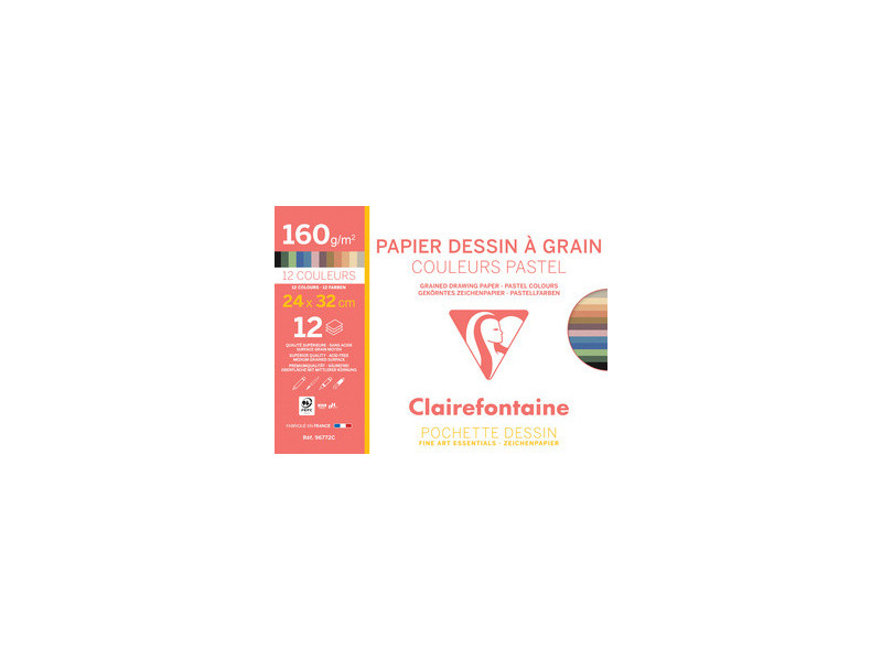 Clairefontaine Papier dessin 'à Grain', couleurs pastel