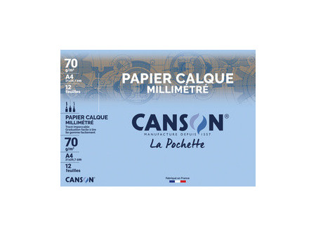 CANSON Papier calque millimétré, A4, 70 g/m2