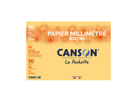 CANSON Papier millimétré, A4, 90 g/m2, couleur: bleu