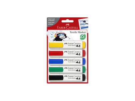 FABER-CASTELL Marqueur pour tissu, blister de 5