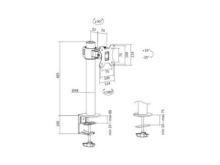 LogiLink Support pour 1 écran, pince de fixation