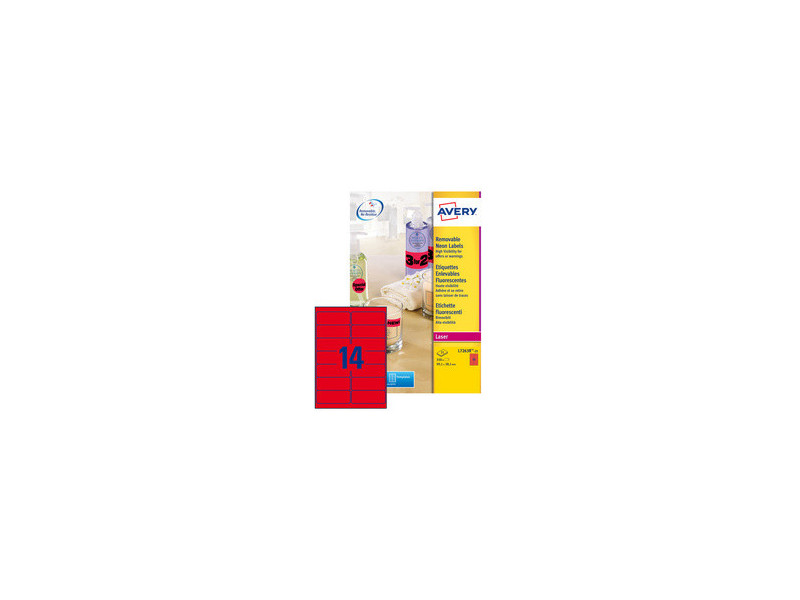 AVERY Etiquette fluorescente, 99,1 x 38,1 mm, jaune fluo