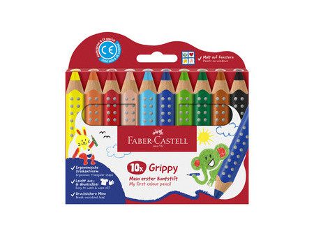 FABER-CASTELL Crayon de couleur Grippy, étui carton de 6