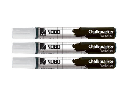 nobo Marqueur craie, nettoyage humidifié, blanc