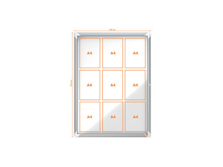 nobo Vitrine d'affichage Premium Plus, fond en métal, 4x A4