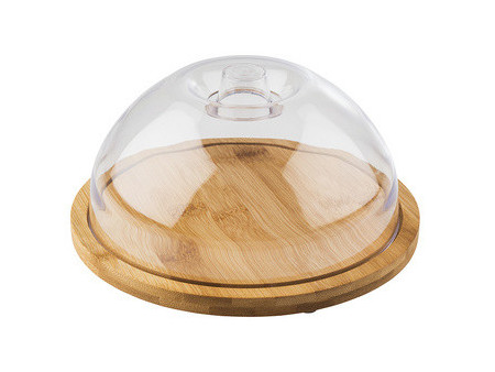 APS Plateau en bambou avec cloche, rond, diamètre: 205 mm